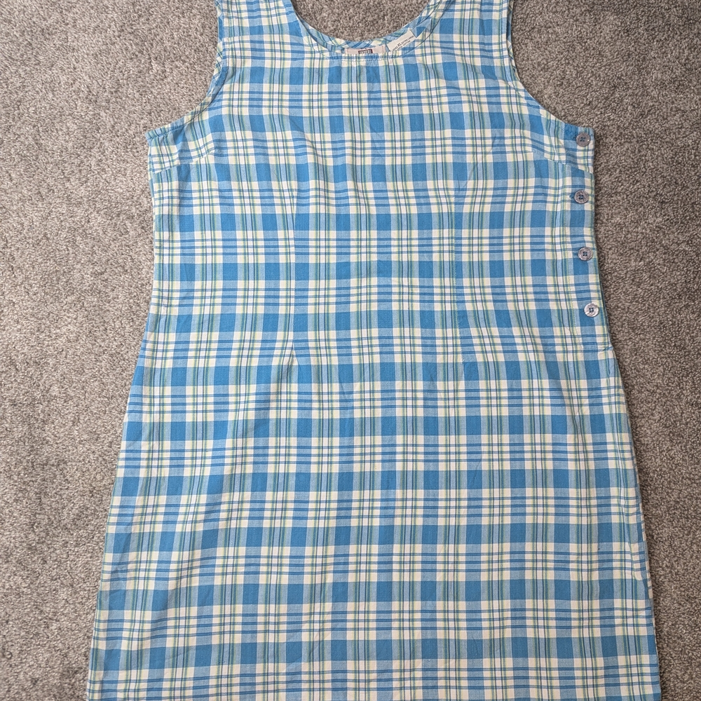 Faded Glory Blue and White Plaid Maxi Dress